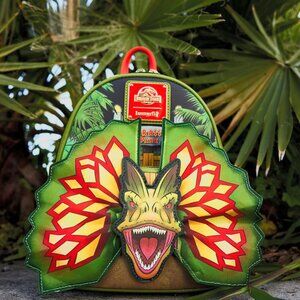 NEW Loungefly Jurassic Park 30th Anniversary  Dilophosaurus Dino Mini Backpack